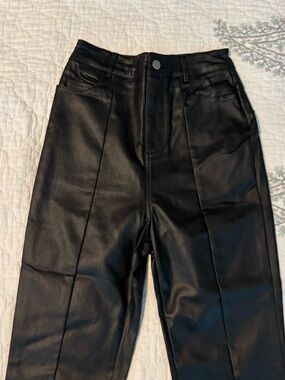 White Fox Faux Leather Pants